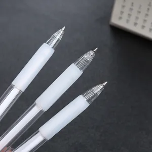 Set of three minimalist transparent clickable gel pens with 0.5mm fine tip black ink