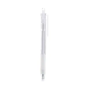 Minimalist transparent retractable gel pen with 0.5mm black ink for daily office work use