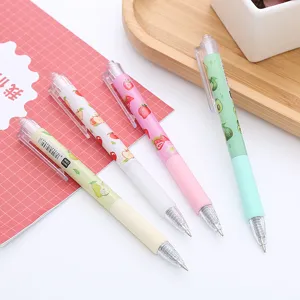 Set di 4 simpatiche penne gel a scatto con motivi a frutta per scuola e ufficio.