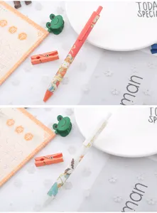 Detailed macro shot of Koi and Crane motifs on these vintage Chinese style retractable gel pens