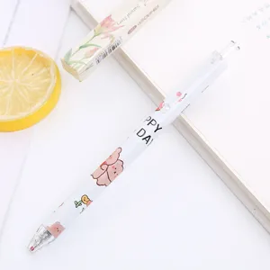 Penna gel a scatto da 0,5 mm con simpatico orsetto e scritta 'Happy Day' per ufficio