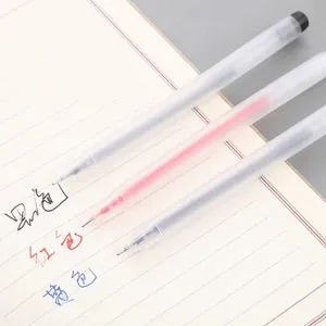 Set di penne gel smerigliate trasparenti minimaliste nei colori nero rosso e blu
