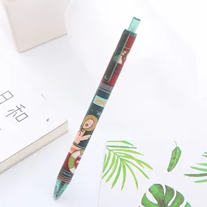 Retractable gel pen with cute Happy Bus cartoon illustration for office and school.