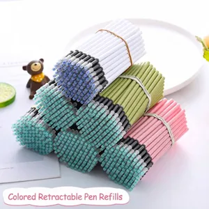 Minimalist Retractable Gel Pen Refills Multicolor Plastic Rod Black Ink Large Capacity Bullet Tip Refill For Office School Stationery