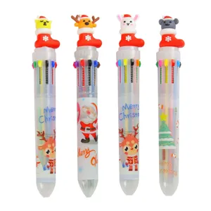 Penna a sfera 10 colori a tema natalizio con simpatici topper per animali cartoni