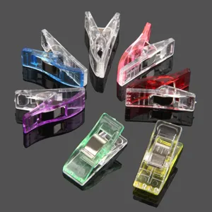 Creative Colorful Plastic Sewing Clips Transparent Craft Binding Clips Mini Office Stationery Clips For Fabric Paper