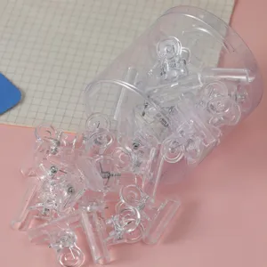 Clear transparent plastic small binder clips student stationery study desk file organizer cute
