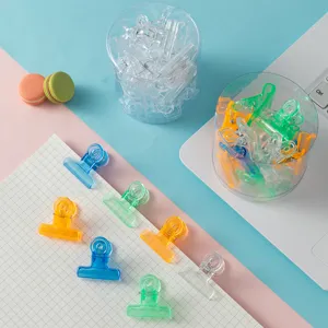Transparent Acrylic Binder Clips Ice Clear Long Tail Clamps Paper Clamps With Storage Bucket For Office School Desk Organization