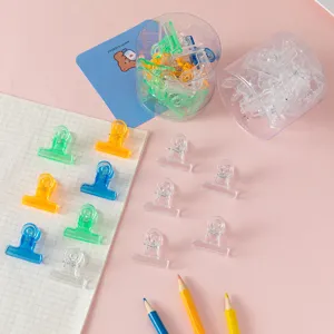 Clear acrylic binder clips set with storage jar aesthetic office stationery pastel pink theme