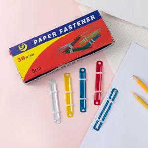 Colorful plastic paper fasteners set for school and office document organization, 8cm size.