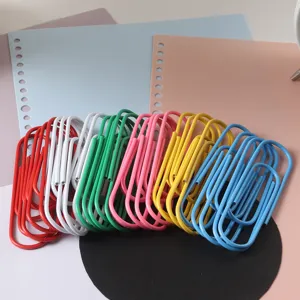 Colorful plastic coated paper clips large metal rustproof office stationery bookmarks