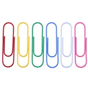 Colorful paper clips office stationery large metal coated assorted color clips set for files