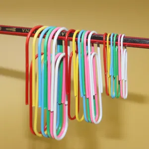 Kleurrijke kunststof paperclips set, roestvrije metalen bladwijzers voor kantoor en school.