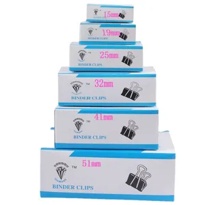 Set di fermagli per carta in metallo multi-misura 15-51mm clip nere per documenti ufficio.