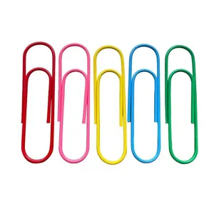 Grote kleurrijke metalen paperclips set, plastic gecoate boekenleggers voor kantoor.