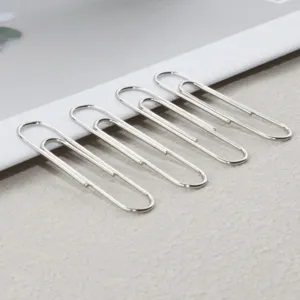 Large silver metal paper clips for office school file organization and daily document binding.