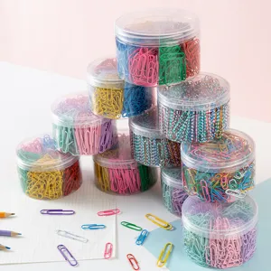 Multicolor Metal Paper Clips Assorted Paperclips With Clear Plastic Storage Container For Office School Organization