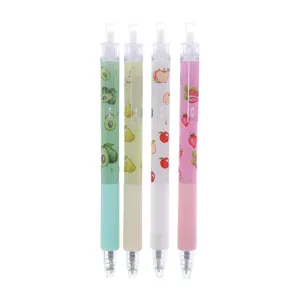 Set di 4 graziose penne gel a scatto con motivi a frutta per scuola e ufficio creativo