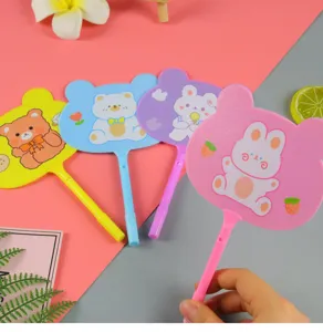 Bonitos bolígrafos con forma de abanico de oso y conejo en colores vivos escolares