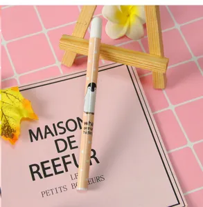 Close-up of cute penguin mechanical pencil lead refill container with white polka dots pattern