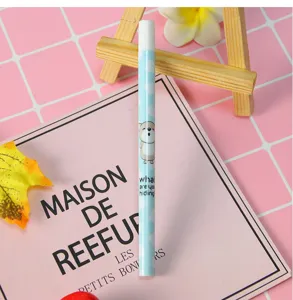 Detailed view of cute bear cartoon mechanical pencil lead refills in a blue case