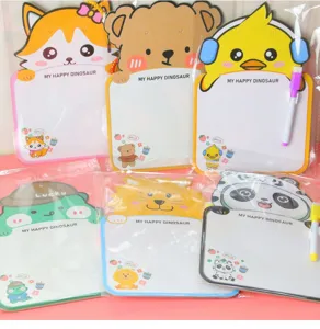 Set of cartoon animal erasable mini whiteboards for kids drawing and writing