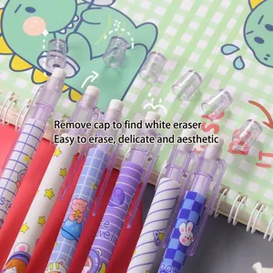 Cute purple planet theme mechanical pencil for students featuring a built-in eraser tool