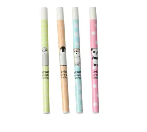 Detailed view of cartoon animal mechanical pencil lead refills with cute panda prints