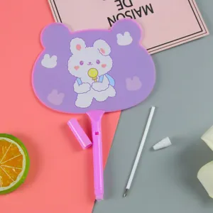 Lindo bolígrafo de abanico de conejo púrpura para estudiantes y regalos creativos