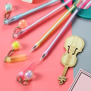 Creative colorful gel pens with faceted crystal ball pendants for school and office