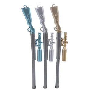 Lot de stylos gel créatifs en forme de fusil de précision avec lumières en bleu et argent