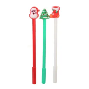 Set of three creative Christmas gel pens with Santa Claus tree and stocking toppers