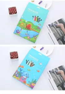 Set of 36 colors washable triangle plastic crayons in dinosaur and ocean themed box