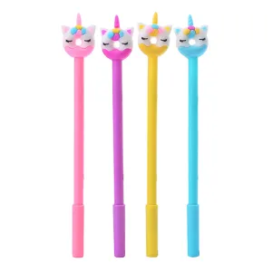 Lot de quatre stylos gel licorne donut mignons pour les cadeaux des étudiants