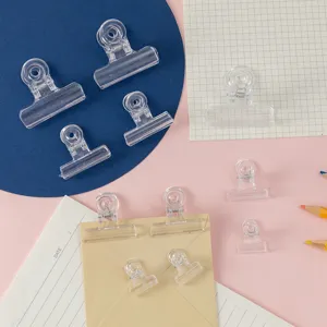 Clear transparent plastic bulldog clips, mini memo card clamps for office stationery