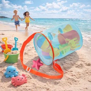 Conjunto de juguetes de playa de malla para niños con cubo de arena y herramientas
