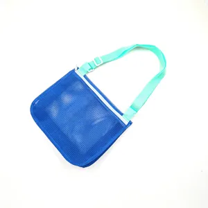 Children mesh beach bag toy storage shoulder bag for travel outdoor use, lightweight design.