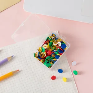 Colorful metal push pins set with clear storage box for office bulletin board home decor
