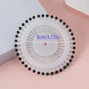 40pcs pearl head pins in plastic round wheel, quilting sewing pins and garment pins 8cm