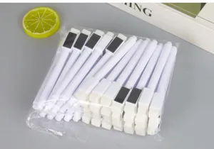 Bulk pack of white magnetic liquid chalk pens with eraser caps in a clear plastic bag