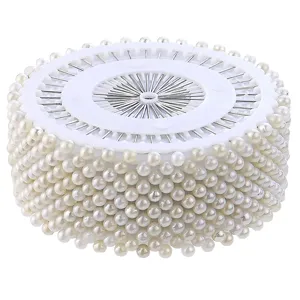 Round pearl head pins wheel for sewing, tailoring positioning, and DIY craft projects.