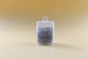 Silver straight head pins in clear plastic box for sewing crafting office and home use