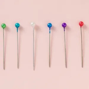 Colorful pearl head pins for sewing, quilting, and crafting. 6 assorted colors included.