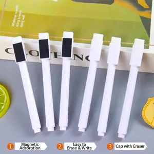 White Liquid Chalk Marker Erasable Magnetic Pen With Brush Cap For Blackboard LED Board Neon Writing Office School Stationery