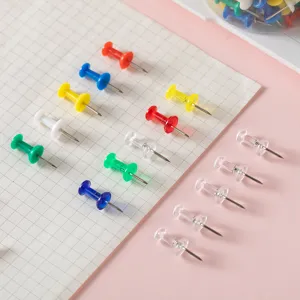 Colorful plastic pushpins for office and home, ideal for bulletin boards and photo walls.