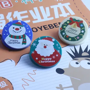 Cute Christmas round acrylic clips for paper, file binding, and office or school stationery use.