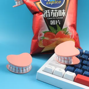 Leuke creatieve tanden gevormde sluitingsclips voor snackzakjes, plastic papierklemmen voor kantoor.