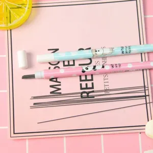 Cute cartoon mechanical pencil set with 0.5mm resin lead refills for student stationery