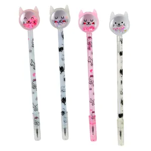 Cute cartoon cat gel pens with glitter sequins for school and office stationery set