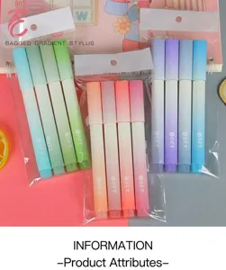 Set of 12 gradient color highlighters in soft pastel shades for journaling and study
